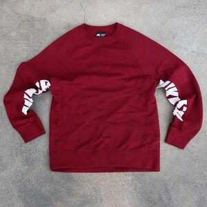 Nike SB Mens Crewneck Sweatshirt Maroon Burgundy Sleeve Logo Pullover Large